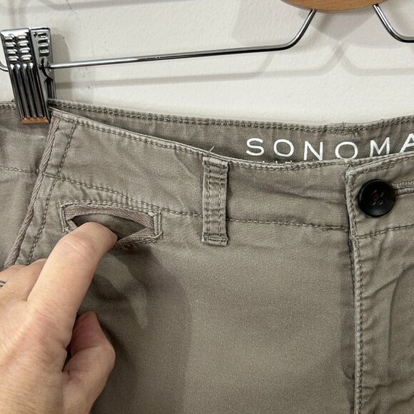 SONOMA LIFE + STYLE Capri Pants 8 Beige Khaki Modern Fit Cargo Cotton Stretch - Picture 12 of 15